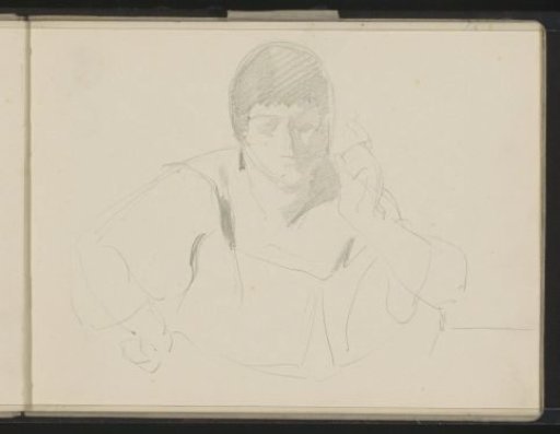 Woman with a raised hand