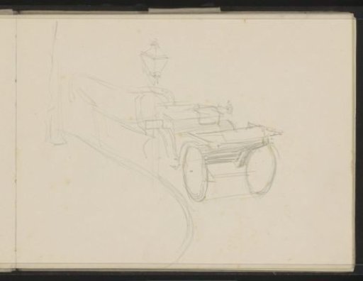 Horse-drawn carriage along a sidewalk