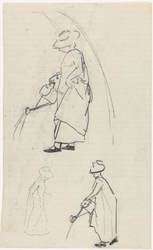 Studies of a woman watering plants