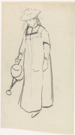 Sketch of a woman watering plants