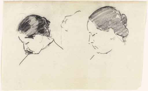 Two sketches of a woman's head