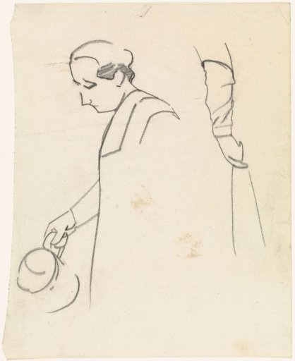Sketch of a woman watering plants