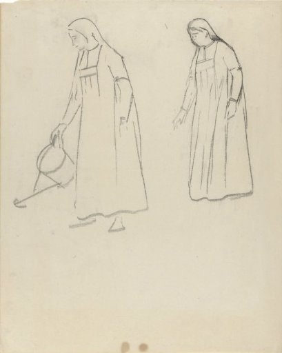 Studies for calendar of 1901: standing woman watering plants