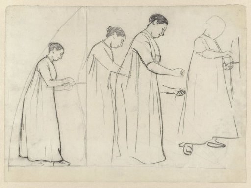 Studies for calendar of 1901: standing woman tying up a plant