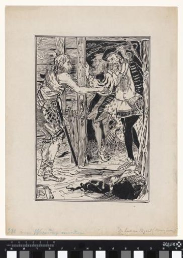 Design for an illustration for Shakespeare's King Lear: The hut of Edgar