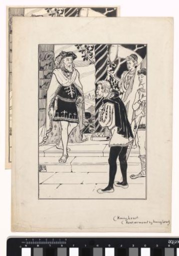 Design for an illustration for Shakespeare's King Lear: Kent disguised with King Lear