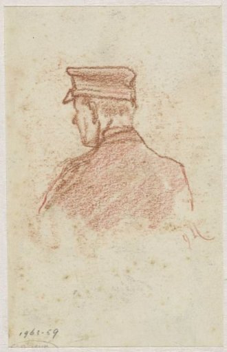 Man with a cap, seen from behind