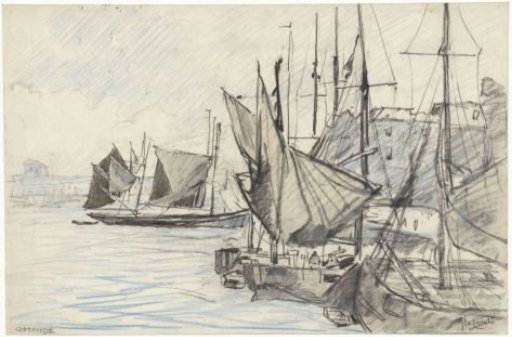 Sailing ships in the harbour of Ostend