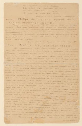 Sheet with handwritten descriptions of scenes from 'Selection of memorable scenes from the national histories'