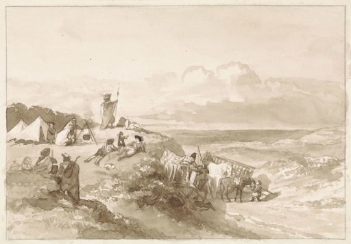 Camp in a hilly landscape
