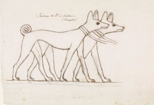 Egyptian relief sculpture: two dogs