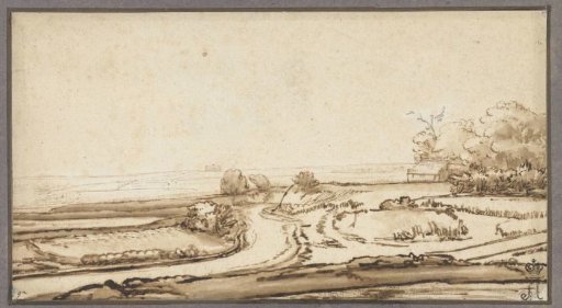 Rolling Landscape with Road and House at the Edge of the Woods