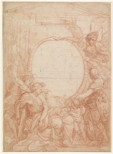 Design for a portrait framed by a snake