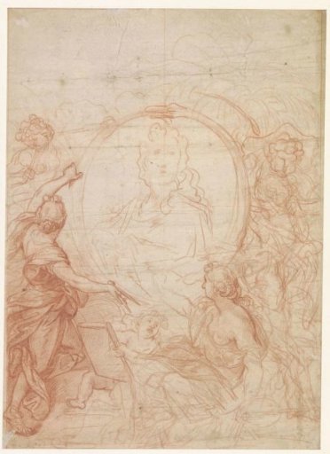 Design for a portrait framed by a snake
