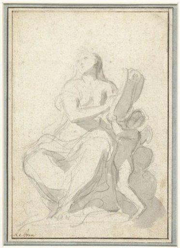 Seated muse with a harp