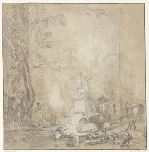 Park view with a hunting party