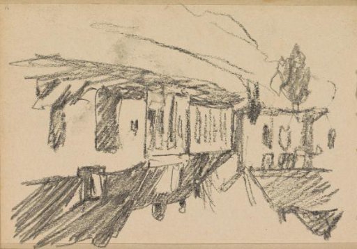 View of a street with figures, possibly at Wijk bij Duurstede