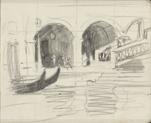 View of the Stairs to the Ponte di Rialto in Venice