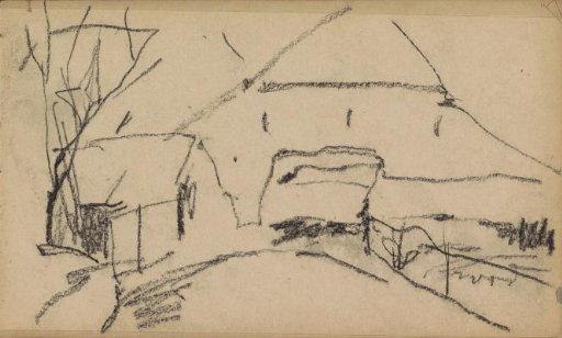 Winter landscape with buildings