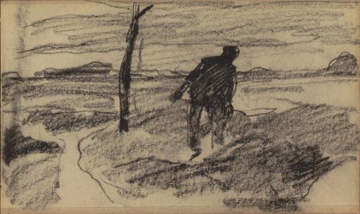 Man in a landscape, possibly a heath worker