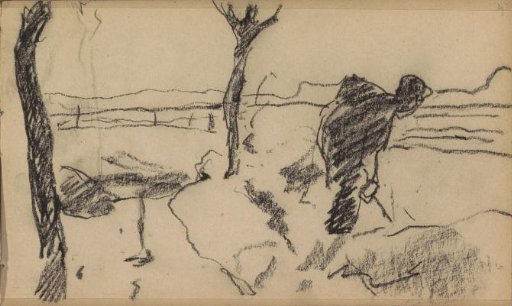 Man in a landscape, possibly a heath worker