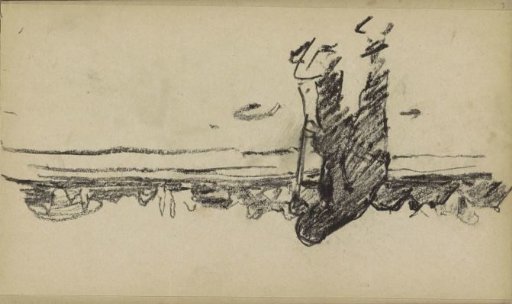 Man with a shovel, possibly a heath worker