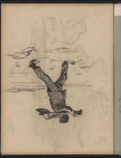 Pile driver with a shovel over his shoulder