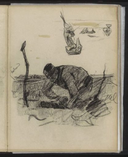 Kneeling man on land