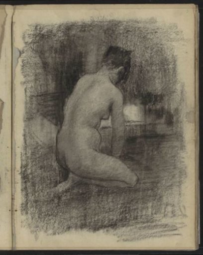 Kneeling female nude in an interior