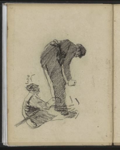 Two studies of a stooping peasant
