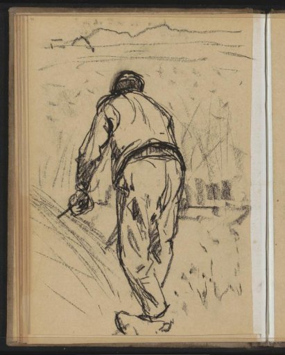 Peasant at work, seen from behind