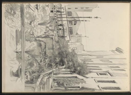 City view with a garden
