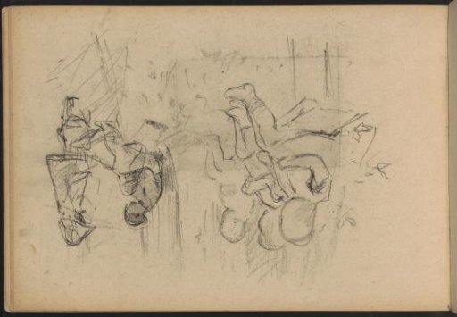 Study sheet with seated children and a woman with a child