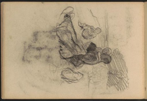 Seated woman with three children in a landscape