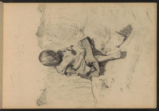 Seated girl in a landscape