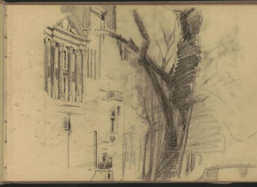 View of an Amsterdam canal, possibly the Keizersgracht with Felix Meritis