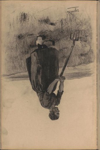 Peasant woman with a rake in the field