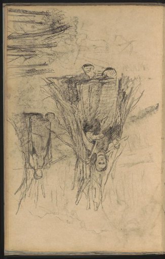 Young Women with a Bundle of Twigs and a Forest View