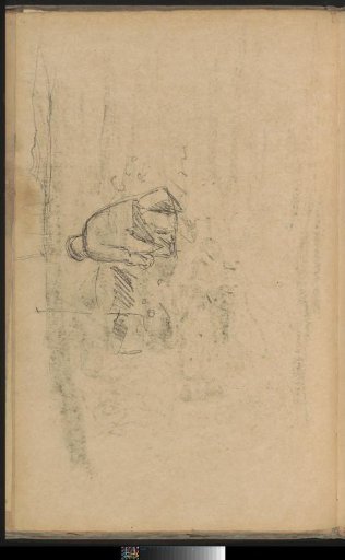 Kneeling farmer, seen from behind