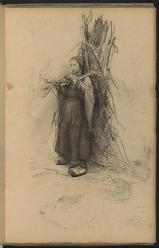 Young woman with a bundle of branches