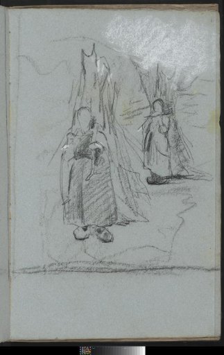 Two Women with Bunches of Branches on a Path