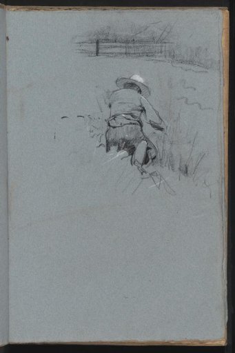 Kneeling man in a landscape