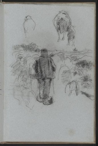 Shepherd behind his flock