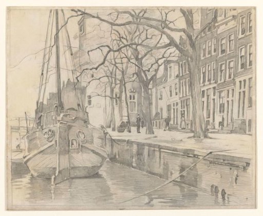 View from the Waalseilandsgracht of the Montelbaanstoren and Several Houses on the Oude Waal