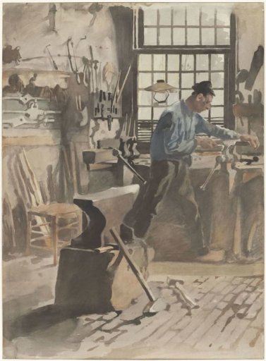 Smith at work in his forge