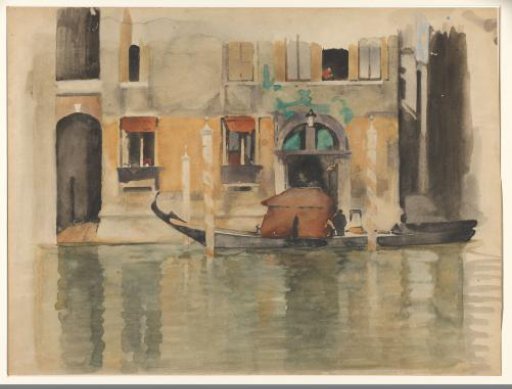 Gondola in front of a Venetian house