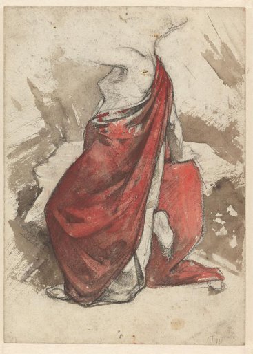 Composition of Drapery on a Kneeling Female Nude
