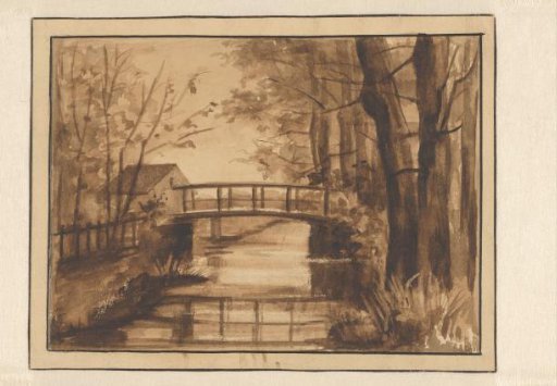 Small Bridge Over a Ditch Along a Forest Edge