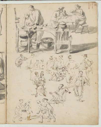 Study sheet, including a cook, eating men, a Javanese Chinese, and water carriers