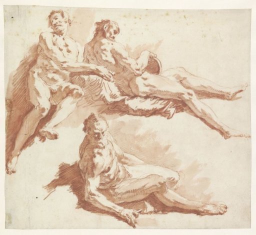 Three Studies of a Seated Old Man for River Gods